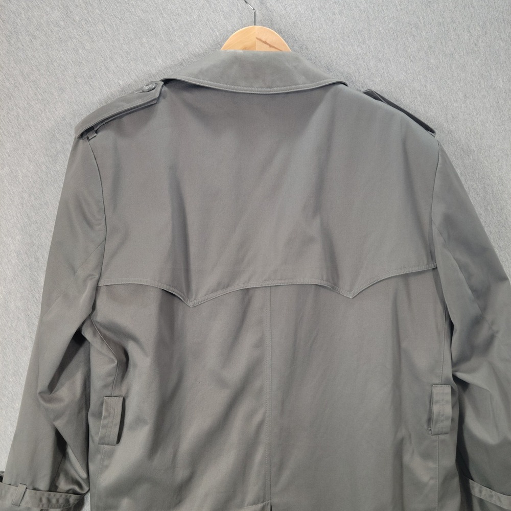 Vintage Towne London Fog Trench Coat Men 44 Gray Double Breasted Dark Academia - Picture 14 of 16
